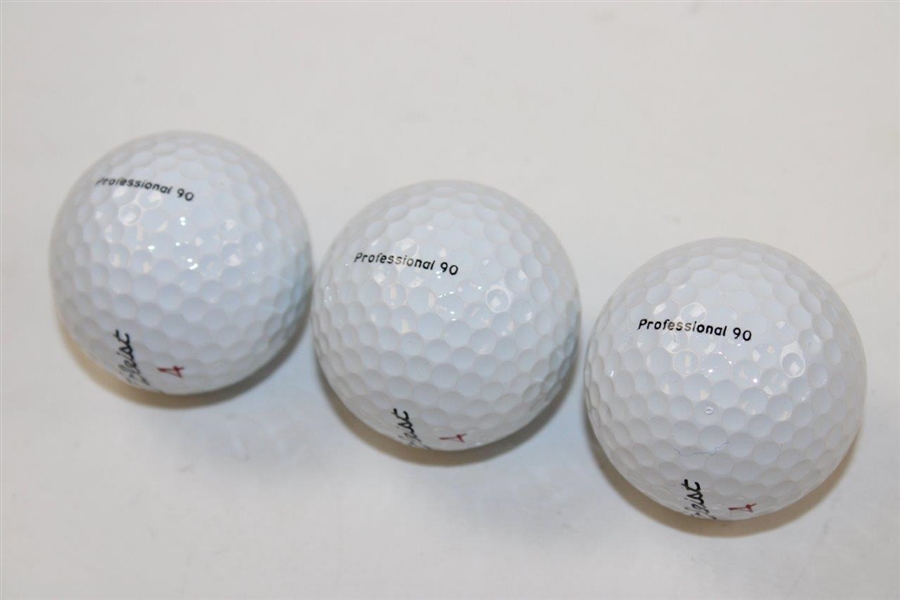 John Daly's Personal Sleeve of Three (3) Tiger Woods Personal Issued Titleist Golf Balls
