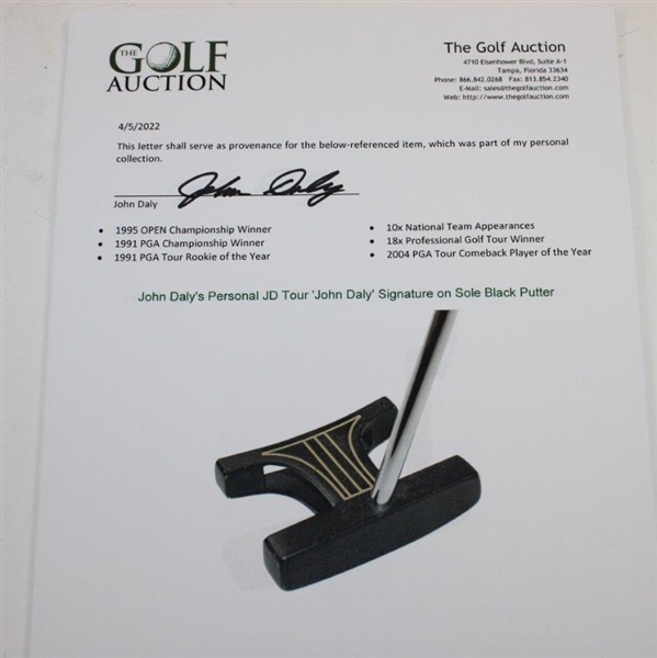John Daly's Personal JD Tour 'John Daly' Signature on Sole Black Putter