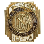 Chick Harberts 1948 US Open Badge at Riviera (Ben Hogan’s First US Open) w/COA - Rare
