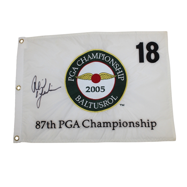 Phil Mickelson Signed 2005 Embroidered PGA Championship at Baltusrol Flag JSA ALOA