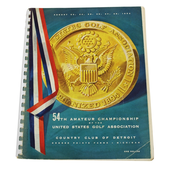 1954 US Amateur Championship at Country Club of Detroit Official Program - Arnold Palmer Winner