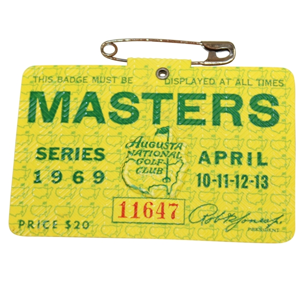 1969 Masters Tournament SERIES Badge #11647 - George Archer  Winner