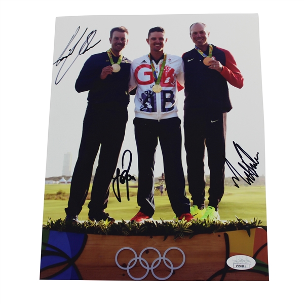 Rose (Gold), Stenson (Silver) & Kuchar (Broze) Signed Rio Olympics Podium Photo JSA #VV50261
