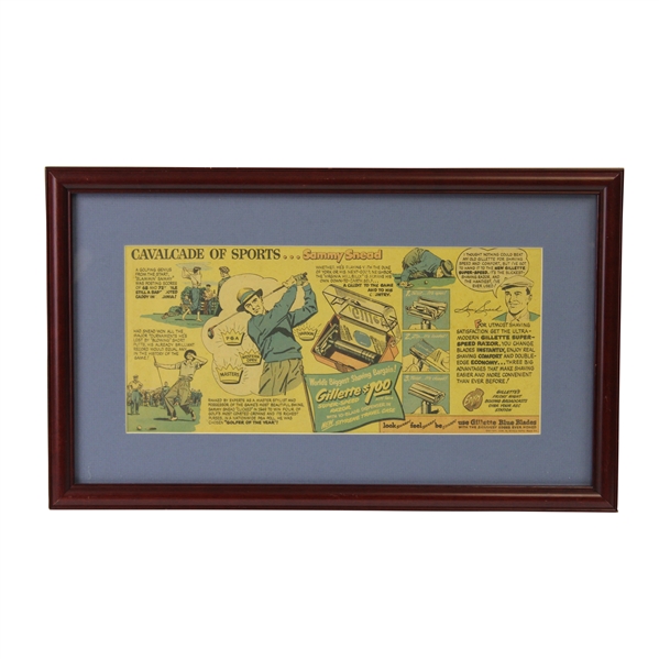 Classic Sammy Snead 'Cavalcade of Sports' Gillette Color Advertising - Framed