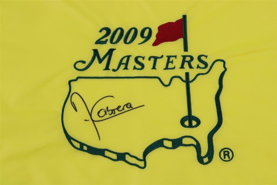 Angel Cabrera Signed 2009 Masters Embroidered Flag JSA ALOA