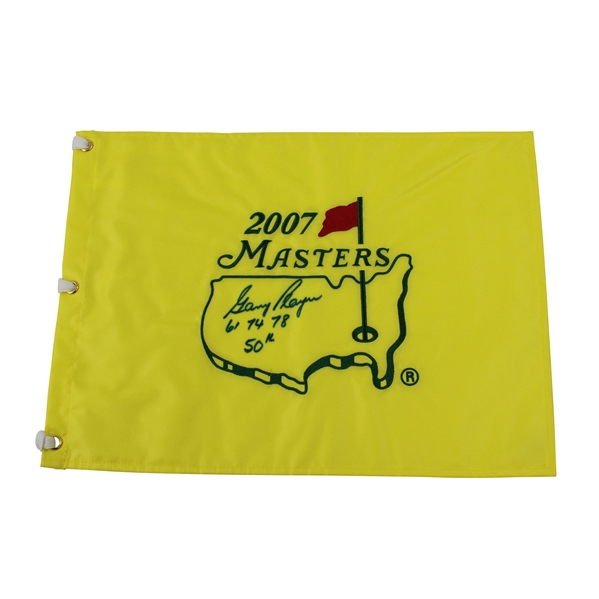 Gary Player Signed 2007 Masters Embroidered Flag with Years Won & '50th' JSA ALOA