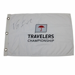 Vijay Singh Signed Travelers Championship Embroidered Flag JSA ALOA