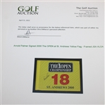 Arnold Palmer Signed 2000 The OPEN at St. Andrews Yellow Flag - Framed JSA ALOA