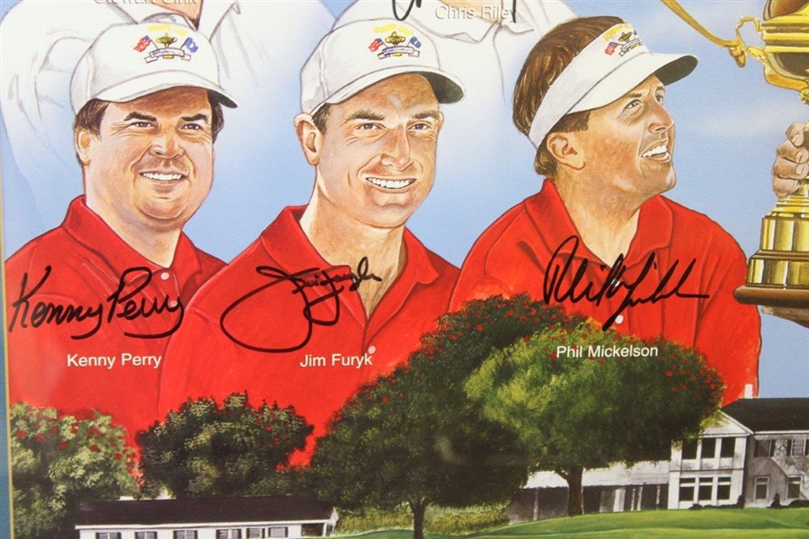Tiger Woods & Team USA with Captain Sutton Signed 2004 Ryder Cup at Oakland Hills Poster JSA ALOA