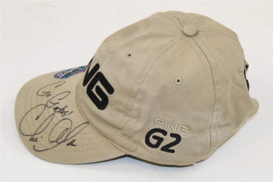 Chris DiMarco's Signed Match Used PING Gators G2 Stone Hat with 'Go Gators' JSA ALOA