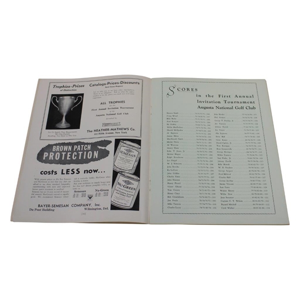 1934 Augusta National Invitational (Masters) Official Program