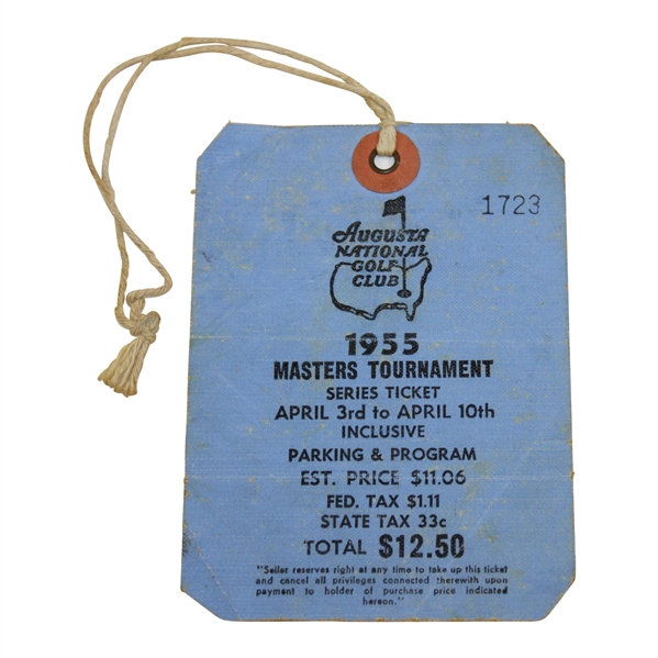 1955 Masters Tournament SERIES Badge #1723 - Cary Middlecoff Winner