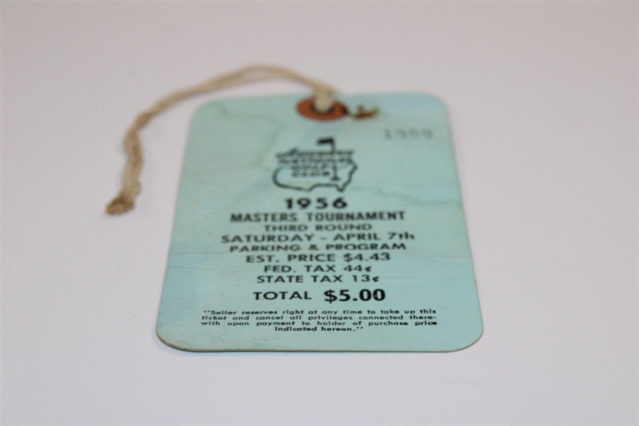 1956 Masters Tournament Third Rd Saturday Ticket #1959 - Jack Burke Winner