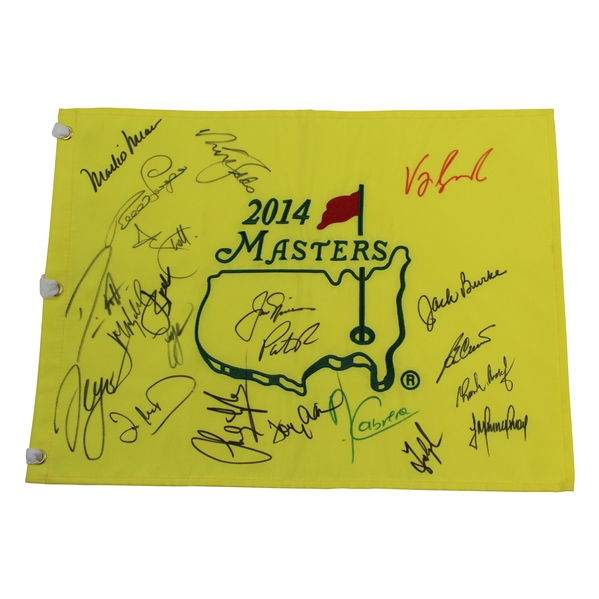 Jack Nicklaus & Twenty (20) Other Masters Champs Signed 2014 Flag JSA ALOA
