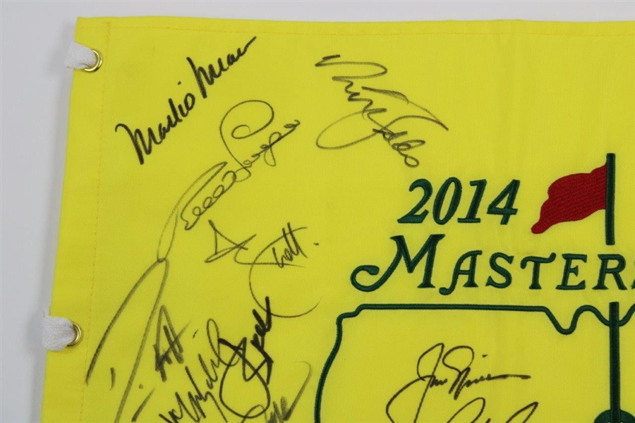 Jack Nicklaus & Twenty (20) Other Masters Champs Signed 2014 Flag JSA ALOA