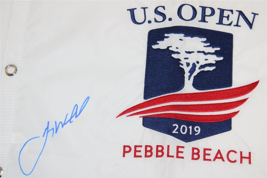 Gary Woodland Signed 2019 US Open at Pebble Beach Embroidered Flag JSA ALOA
