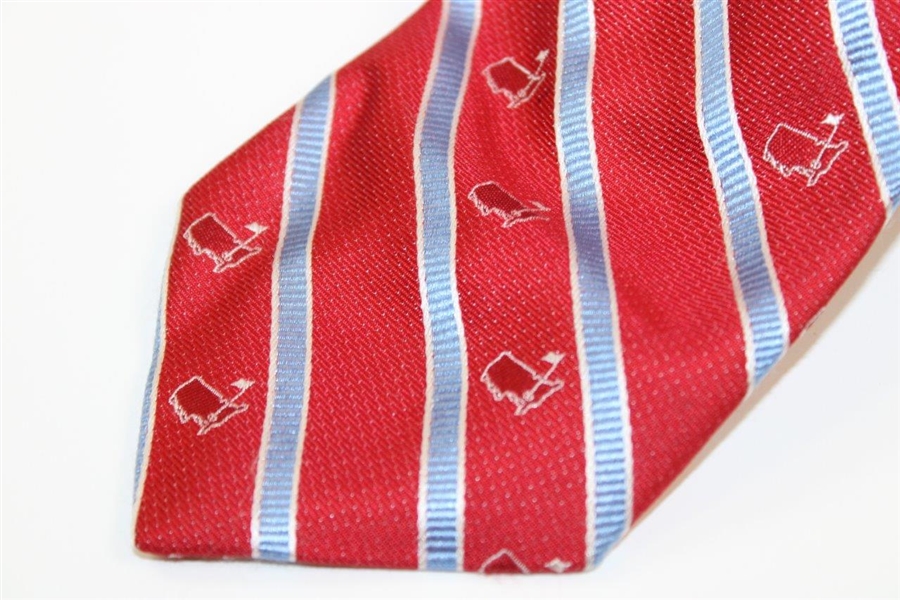 Augusta National Golf Club Masters Red with Lt Blue & White Striped Necktie - Used