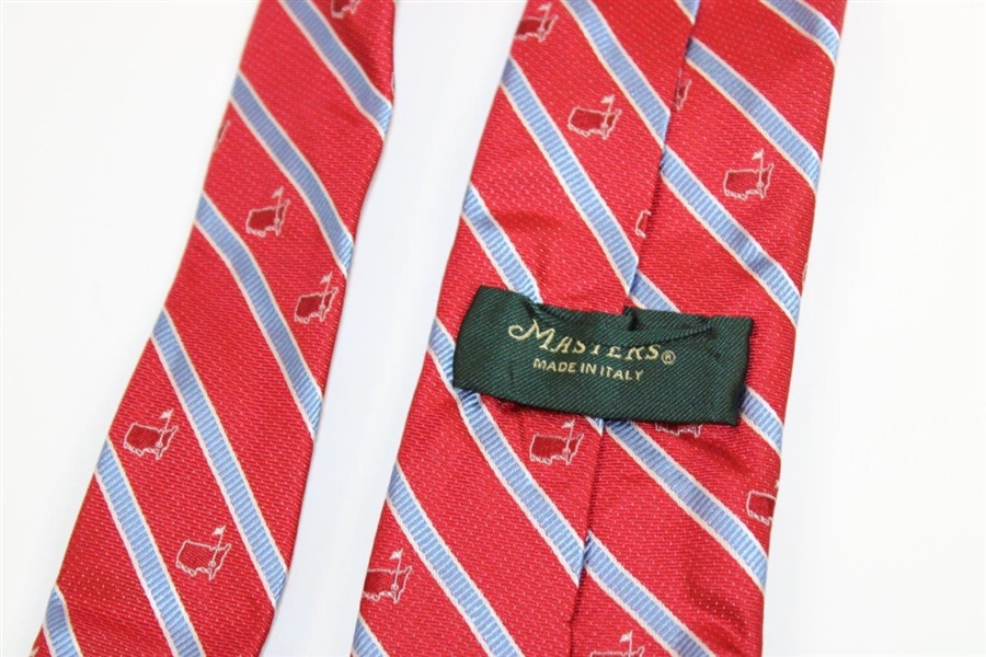 Augusta National Golf Club Masters Red with Lt Blue & White Striped Necktie - Used