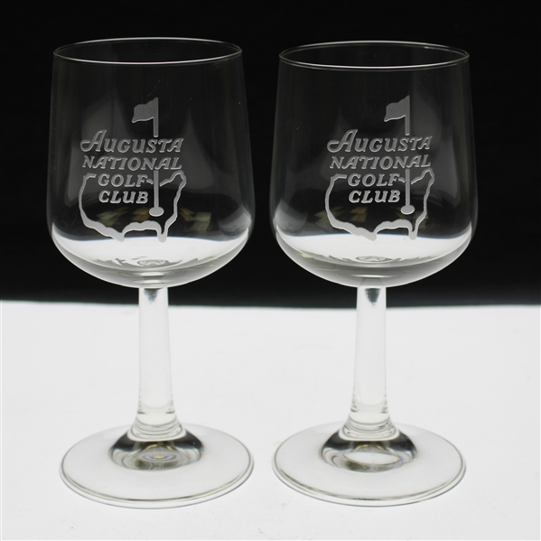 Pair of Augusta National Golf Club Logo Red Wine Glasses