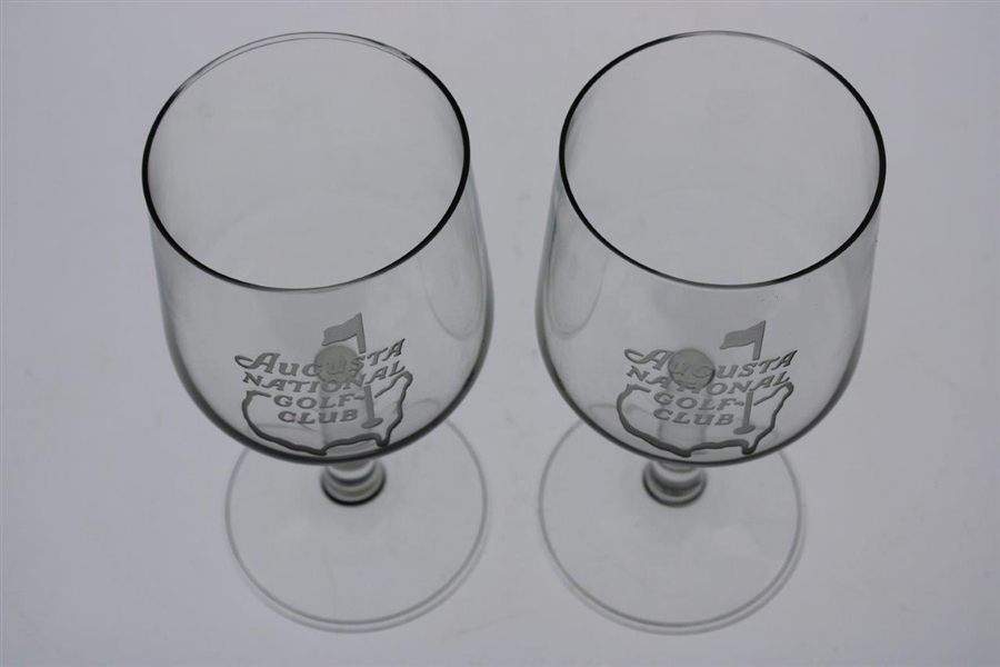 Pair of Augusta National Golf Club Logo Red Wine Glasses