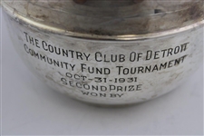 1931 Country Club of Detroit Comm. Fund Silver Plated Second Prize Teapot Trophy 