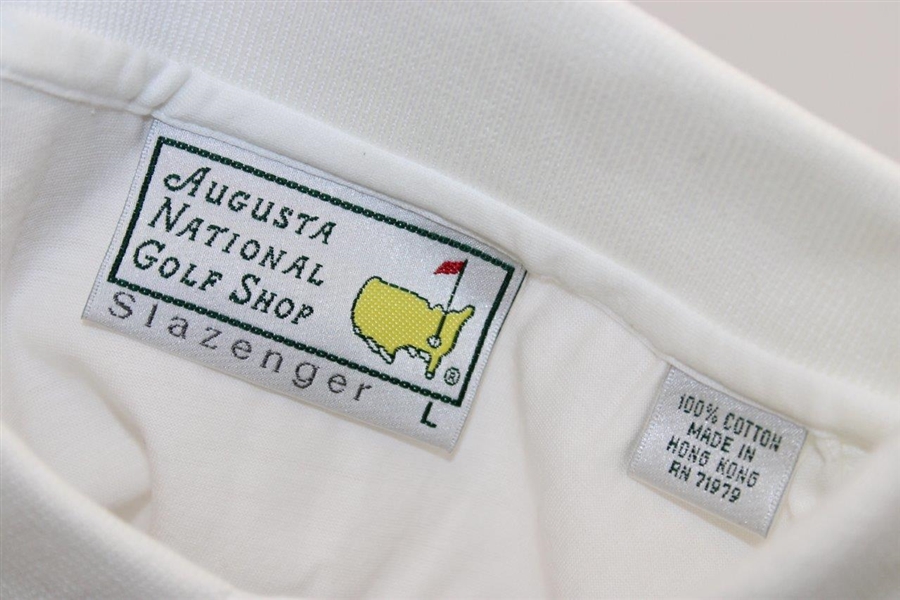 Tiger Woods Signed Masters Tournament Slazenger White Golf Shirt JSA ALOA