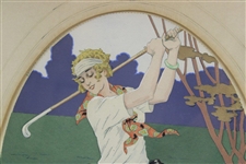 Circa 1930 Georges Grellet Ltd Ed Signed Lithograph 'Woman Golfer' - Framed