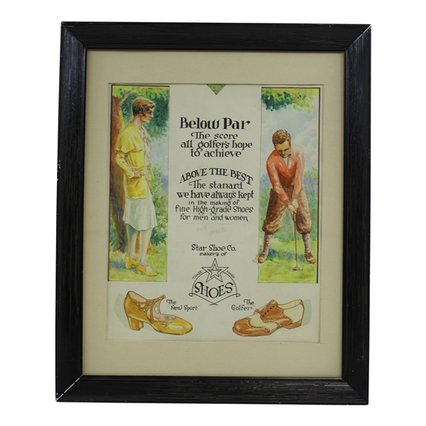 Original Artwork for 'Below Par' Star Shoe Co. Golf Shoes Advertisement - Framed