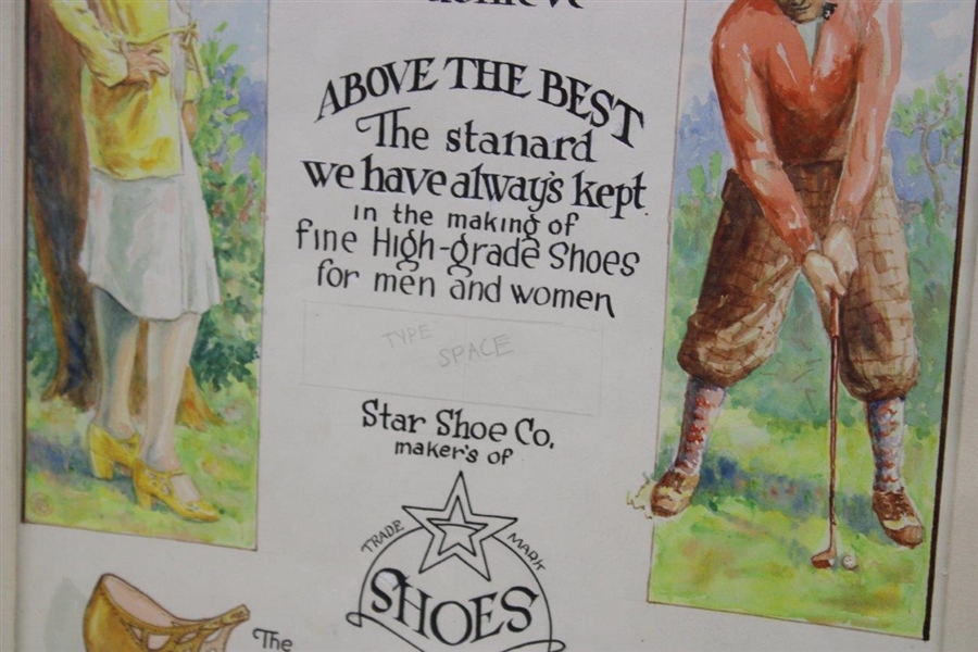 Original Artwork for 'Below Par' Star Shoe Co. Golf Shoes Advertisement - Framed