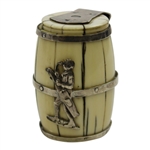 Circa 1900 Sterling Silver & Ivory Match Holder Barrel with Lid