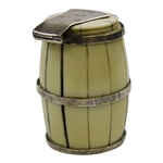Circa 1900 Sterling Silver & Ivory Match Holder Barrel with Lid