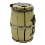 Circa 1900 Sterling Silver & Ivory Match Holder Barrel with Lid