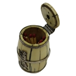 Circa 1900 Sterling Silver & Ivory Match Holder Barrel with Lid