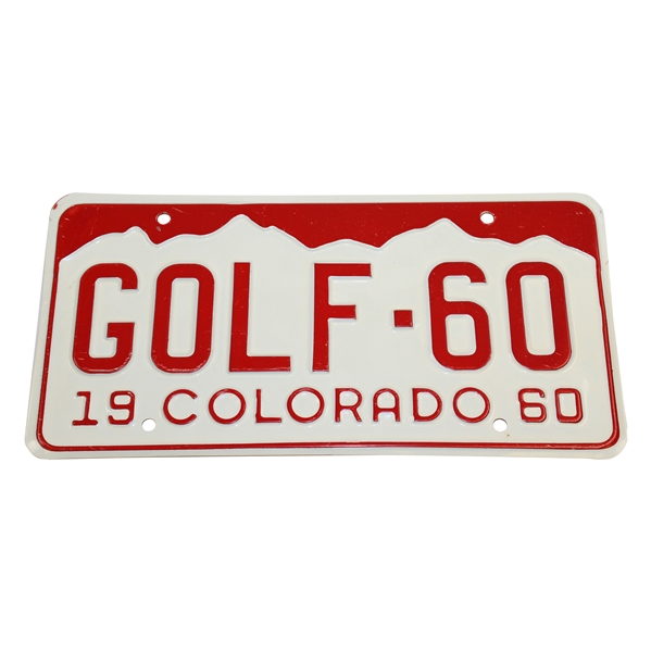 Arnold Palmer 1960 US Open Cherry Hills 'Golf-60' Colorado Contestant Courtesy License Plate 