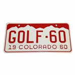 Arnold Palmer 1960 US Open Cherry Hills Golf-60 Colorado Contestant Courtesy License Plate 