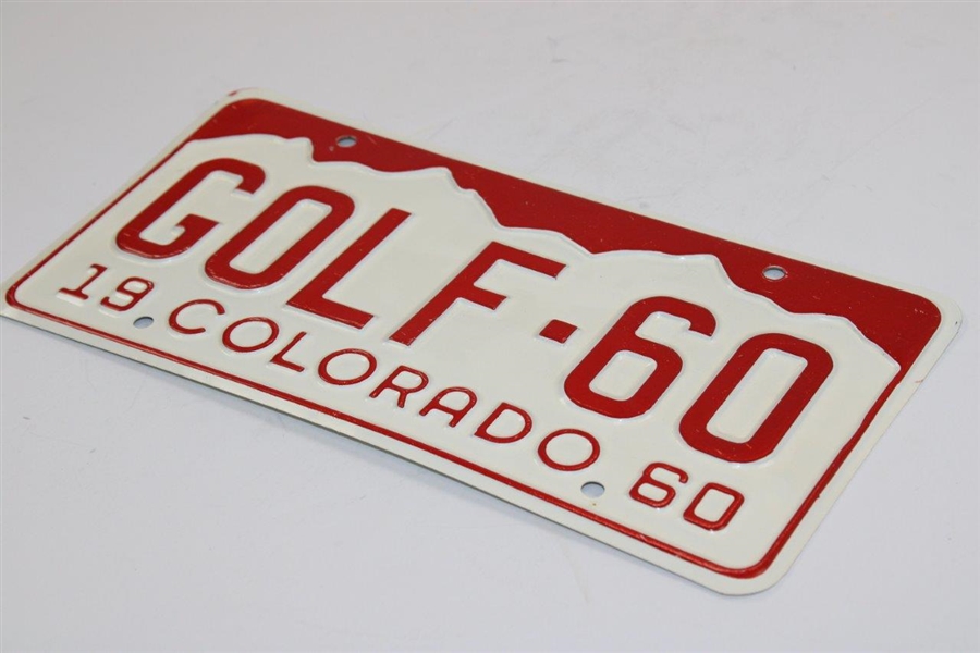 Arnold Palmer 1960 US Open Cherry Hills 'Golf-60' Colorado Contestant Courtesy License Plate 