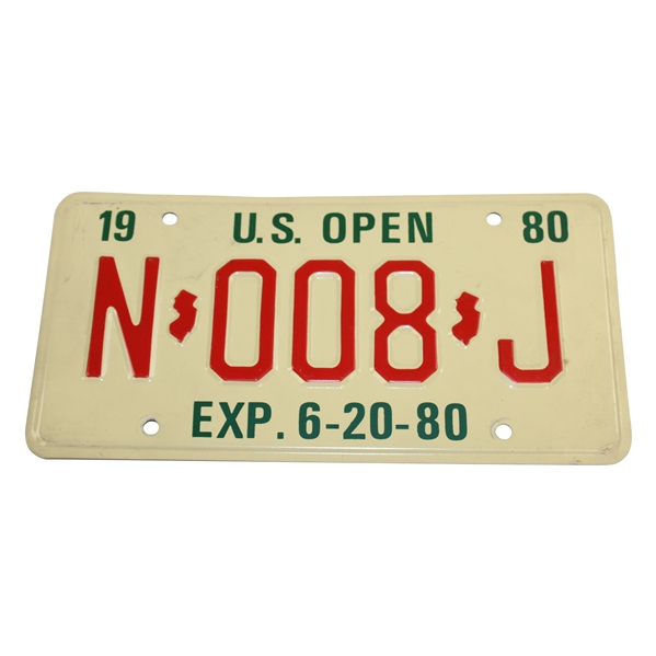 Jack Nicklaus 1980 US Open Baltusrol GC 'N-008-J' New Jersey Courtesy Contestant License Plate 