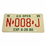 Jack Nicklaus 1980 US Open Baltusrol GC N-008-J New Jersey Courtesy Contestant License Plate 