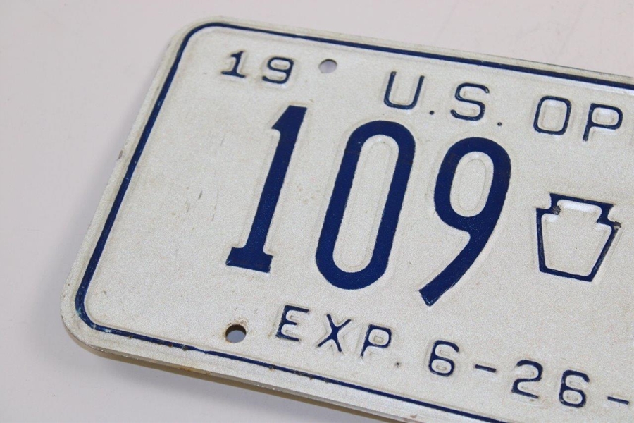 1981 US Open at Merion '109-Pa' Pennsylvania Courtesy Contestant License Plate - Exp 6.26.81