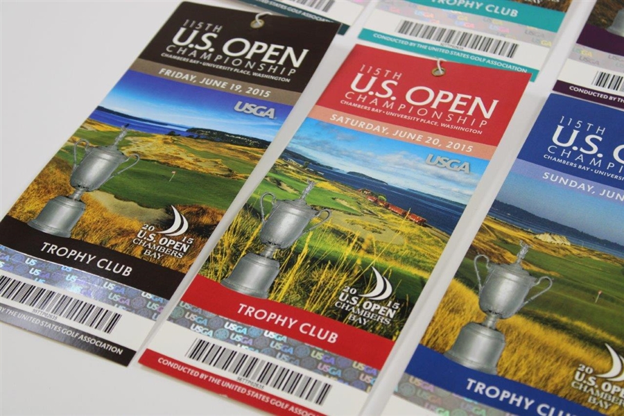 Full Set of 2015 US Open at Chambers Bay Ticket Set - 8 Tickets - Jordan Spieth