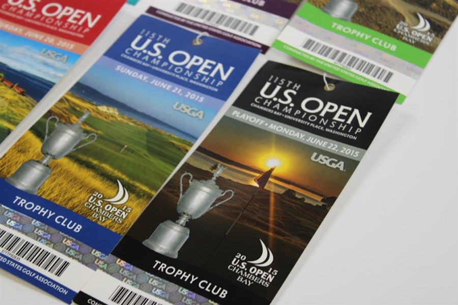 Full Set of 2015 US Open at Chambers Bay Ticket Set - 8 Tickets - Jordan Spieth