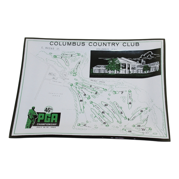 Vintage 1964 PGA Championship at Columbus CC Aerial Map Glass Tray