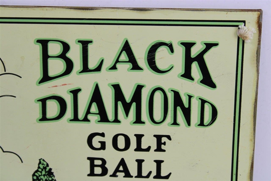 Vintage Black Diamond Golf Ball Metal Advertising Hanging Sign