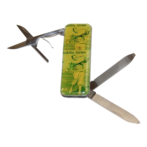 Bobby Jones Stamp Themed Collector Generated Knife