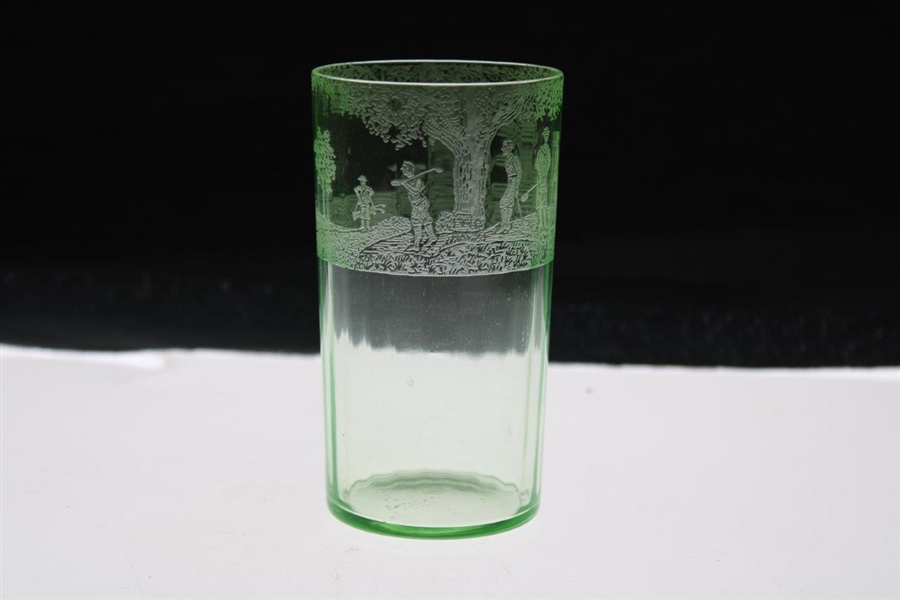 Vintage Golf Themed Green Drinking Glass