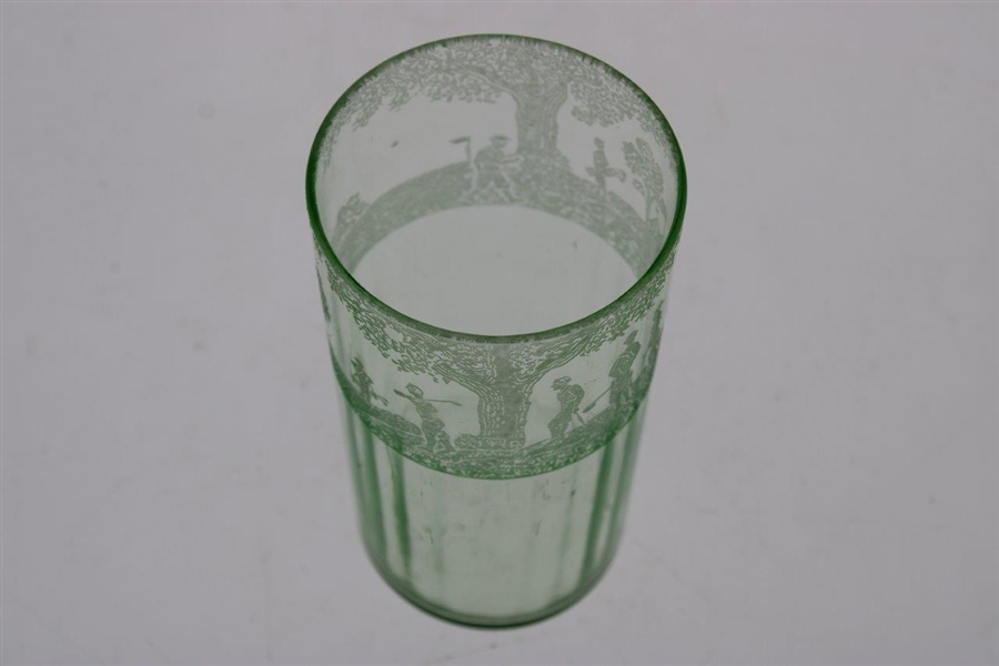 Vintage Golf Themed Green Drinking Glass