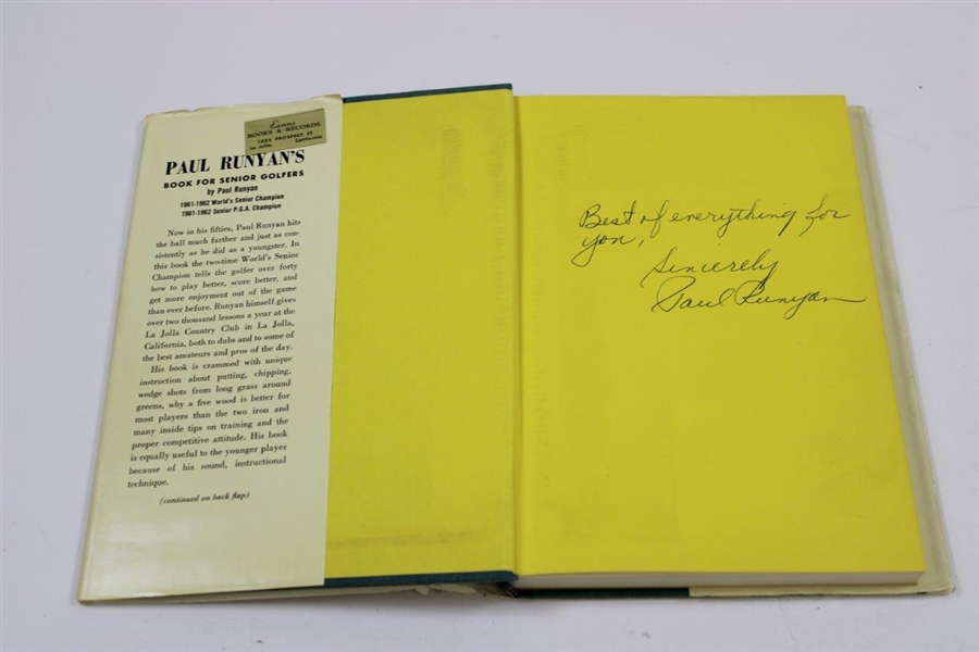 Paul Runyan Signed 1962 'Paul Runyan's Book for Senior Golfers' Book JSA ALOA