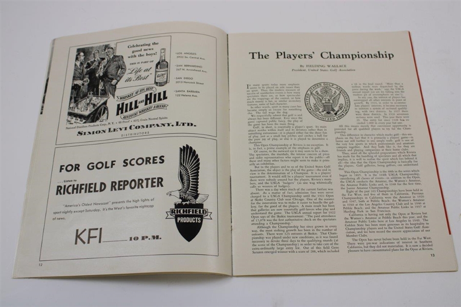 1948 US Open at Riviera CC Official Program with Pairing Sheet - Hogan 1st US Open Win 
