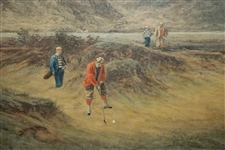 'A Difficult Bunker' Hand Colored Print, Douglas Adams Published 1893