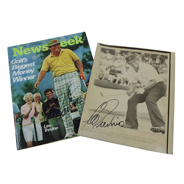 Lee Trevino Signed 1971 Newsweek & Signed 'Making the Putt' Photo JSA ALOA
